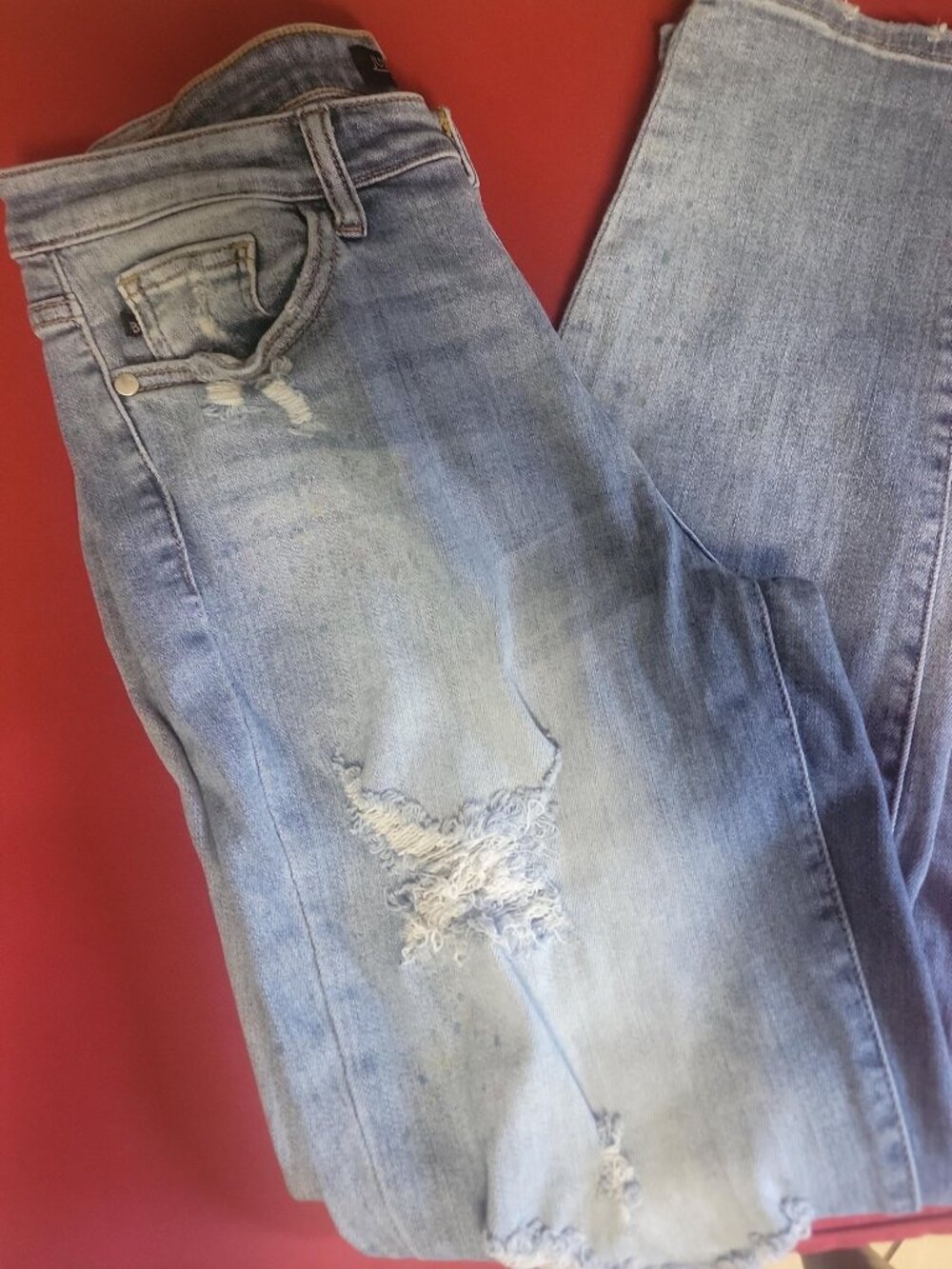 Judy Blue Distressed Skinny Jeans Paint Splatter Stretch Denim Women's 11/30